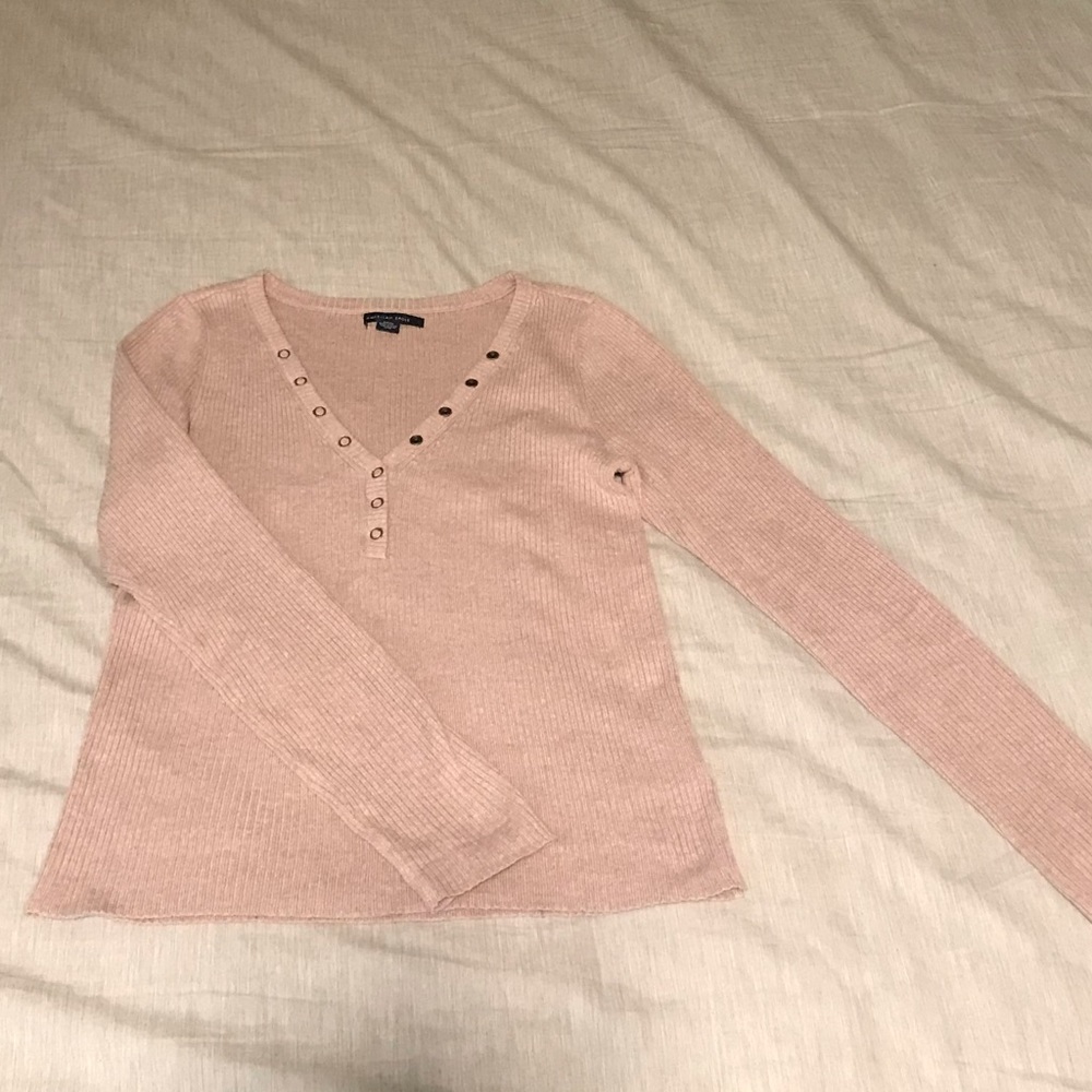 American Eagle Ribbed Henley Sweater